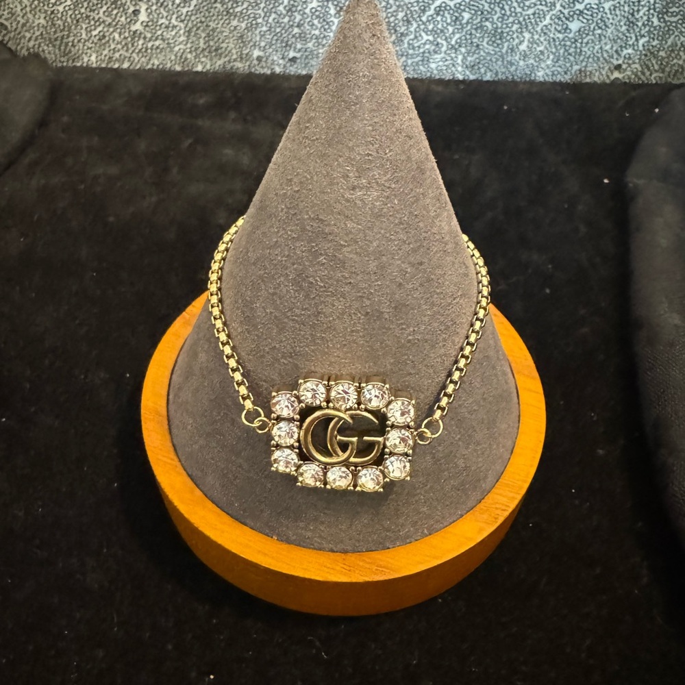 Gucci GG Marmont Gold Bracelet with Crystal Embellishments